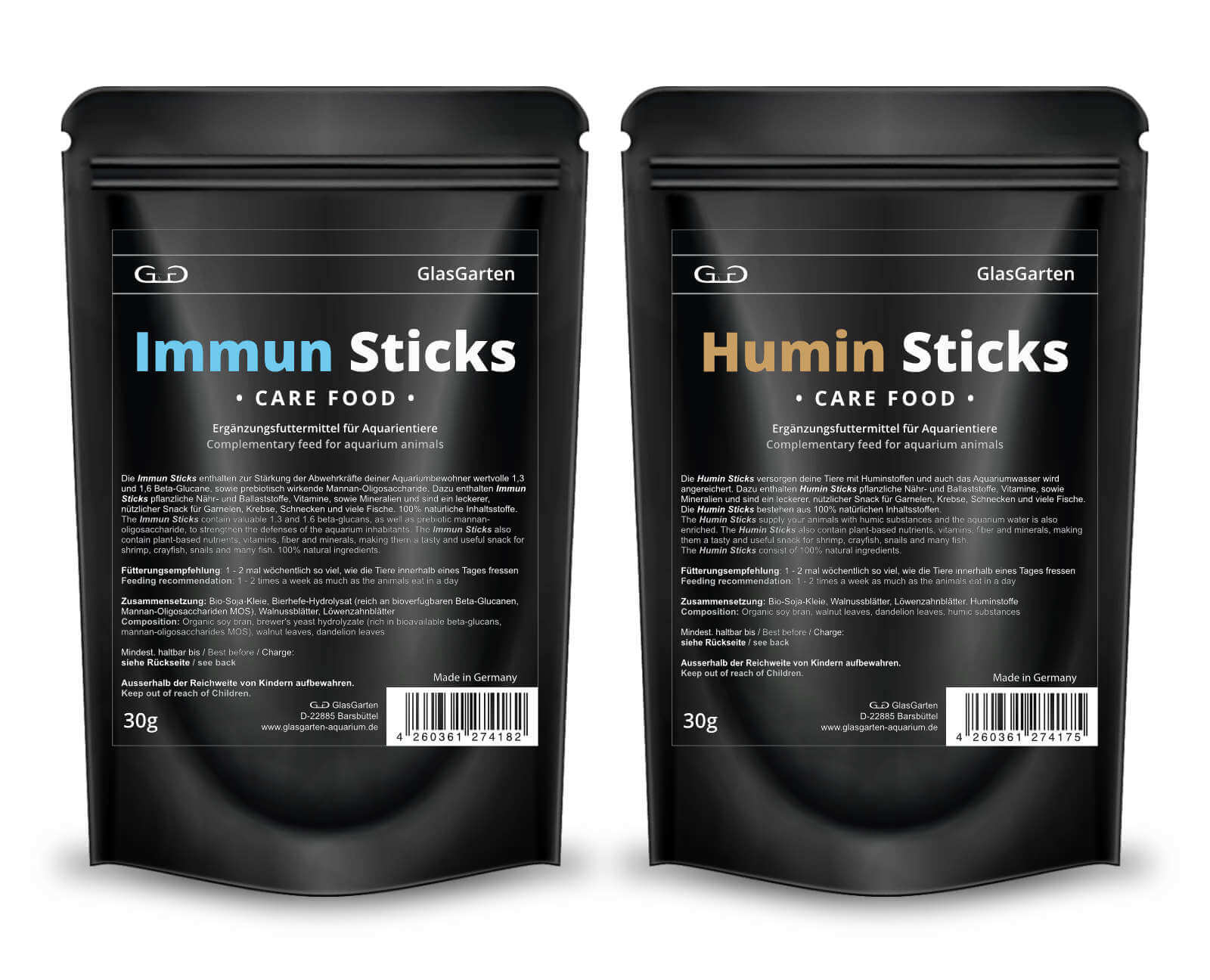 GlasGarten Care Food Humin and Immun Sticks